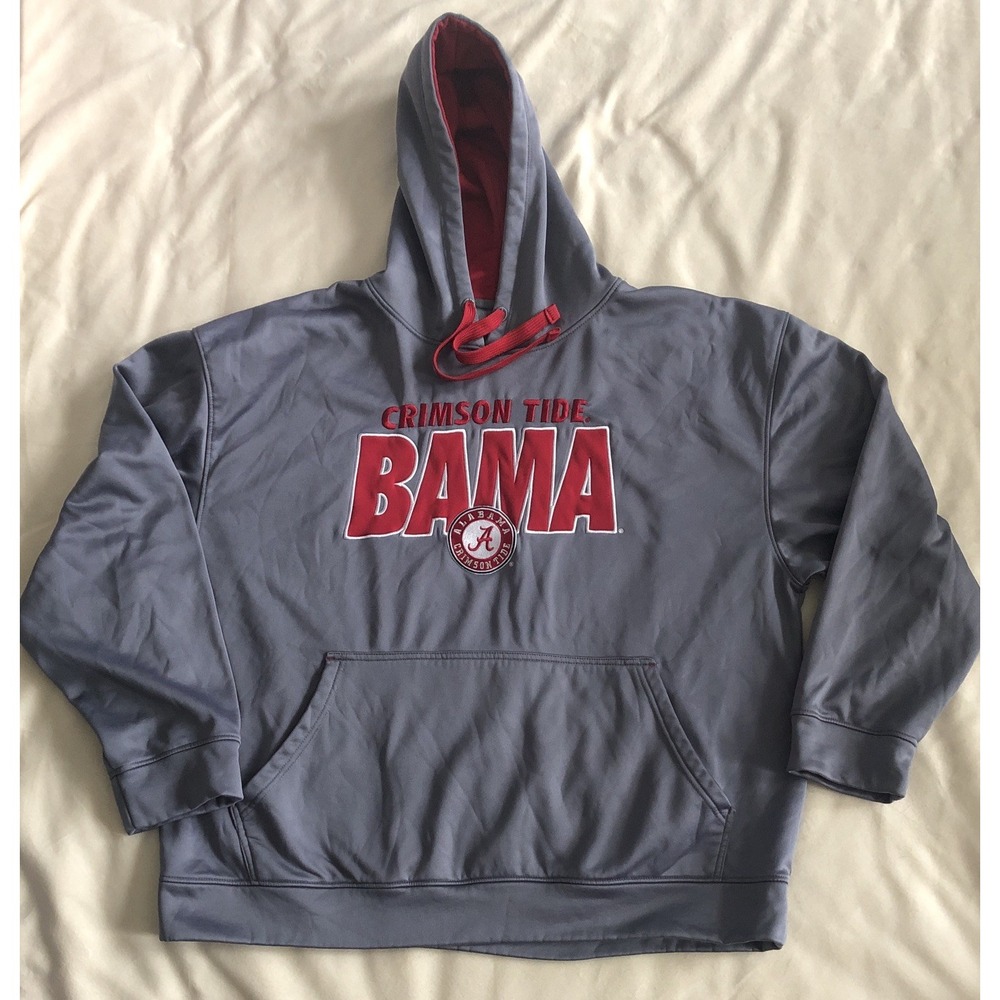 Alabama Crimson Tide Hoodie Sweatshirt NCAA Gray Embroidered Polyester Men 2XL